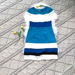 Chetta B Blue Striped Cap Sleeve Dress 6